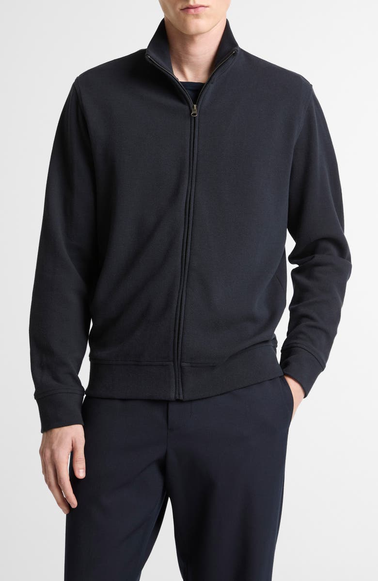 Vince Pique Zip Jacket, Main, color, Coastal/ Med Heather Grey