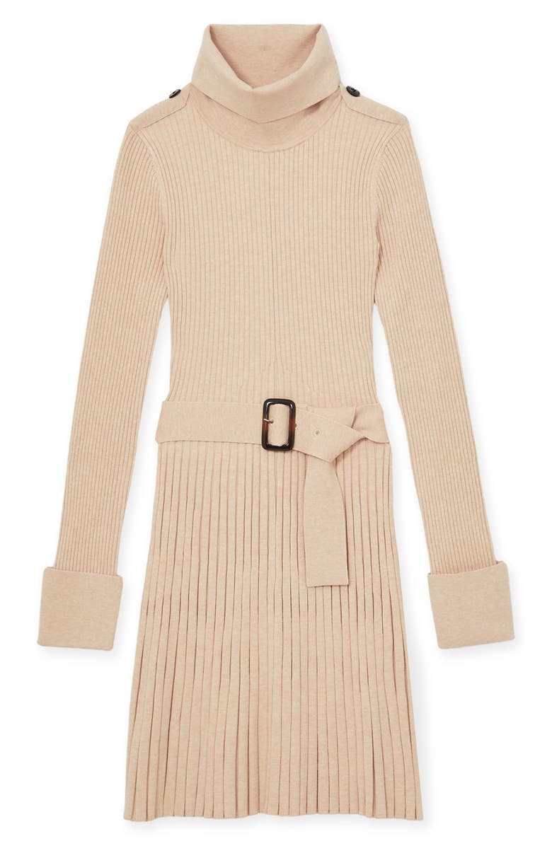 Reiss Vinnie Belted Long Sleeve Sweater Dress, Alternate, color, Neutral