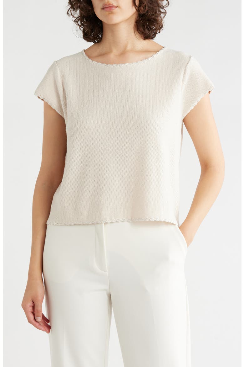Boat Neck Cap Sleeve Seed Stitch Sweater, Main, color, BARLEY