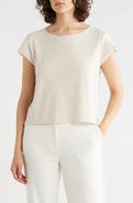 Adrianna Papell Boat Neck Cap Sleeve Seed Stitch Sweater