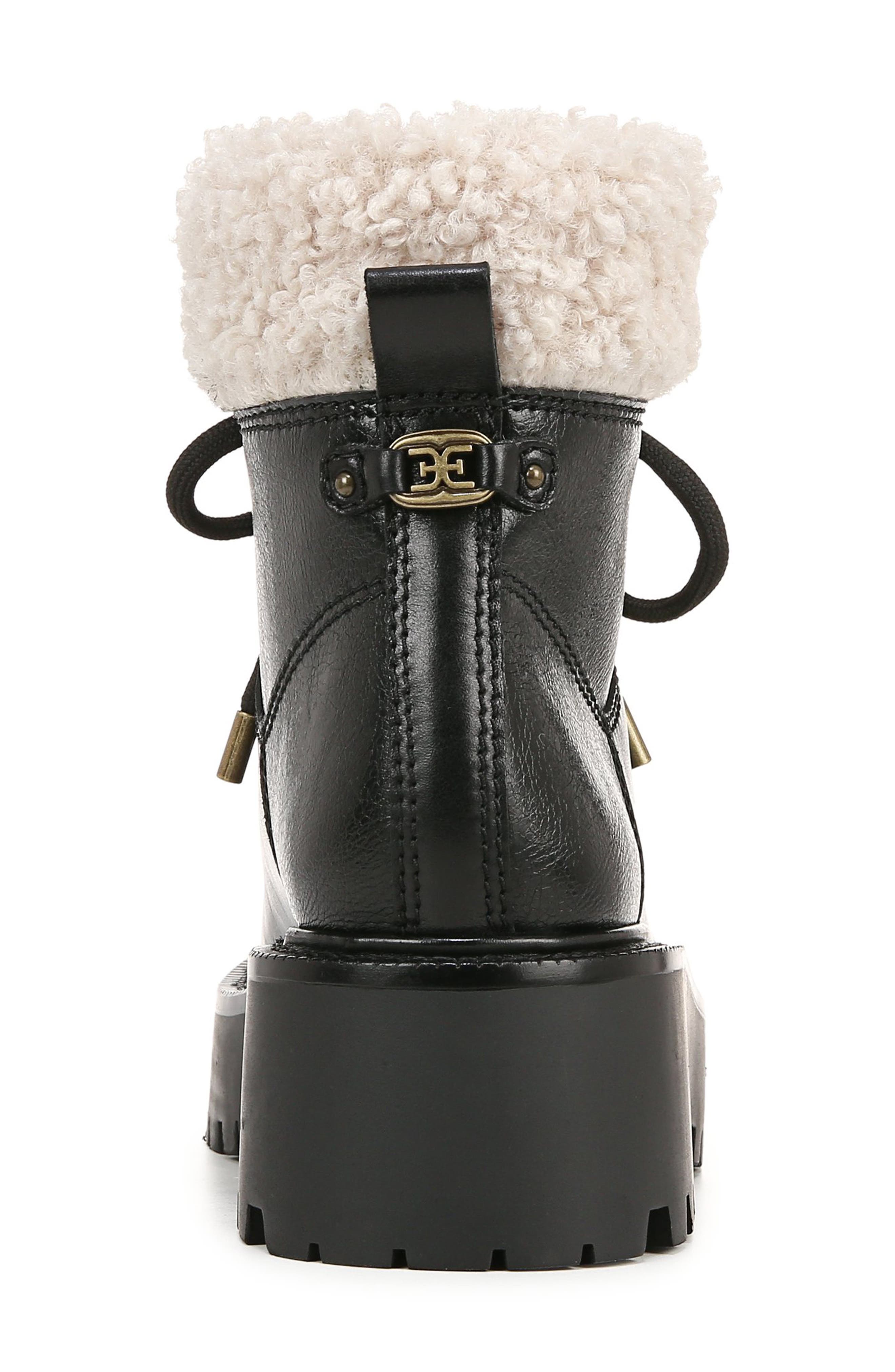 Sam Edelman Elara Faux Shearling Lined Lug Sole Boot, Alternate, color, Black