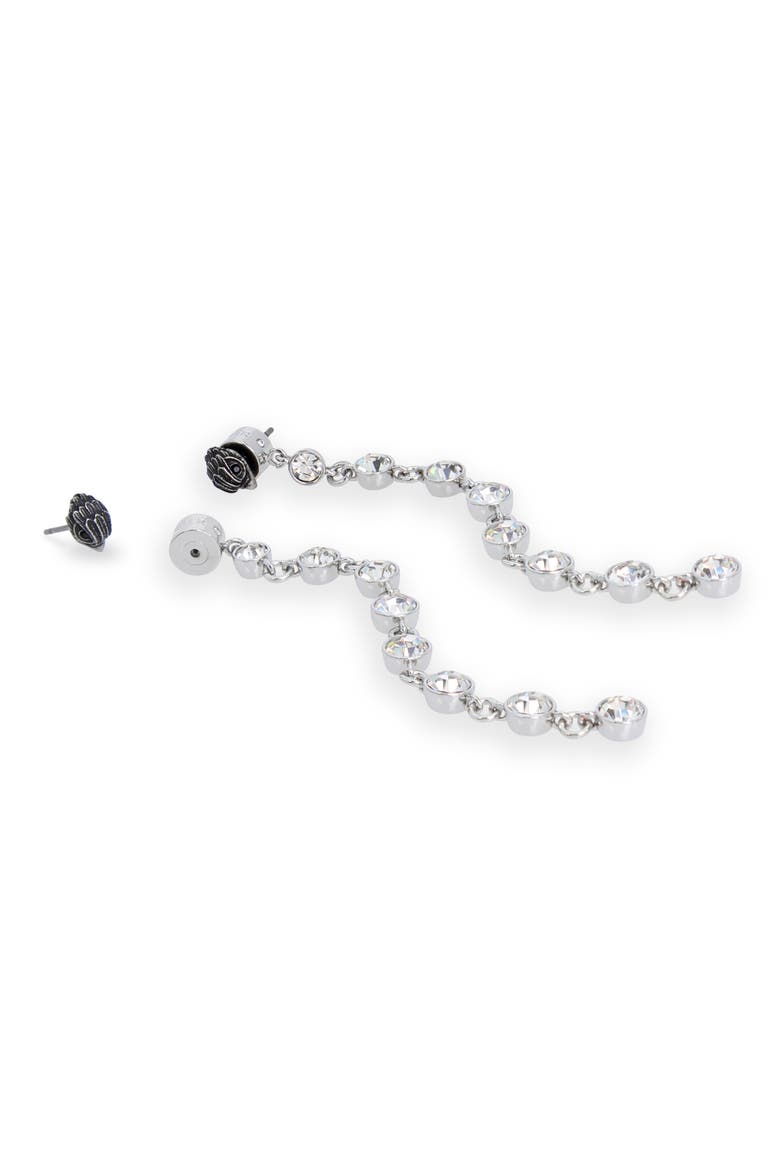 Eagle Head Front/Back Linear Earrings, Alternate, color, CRYSTAL