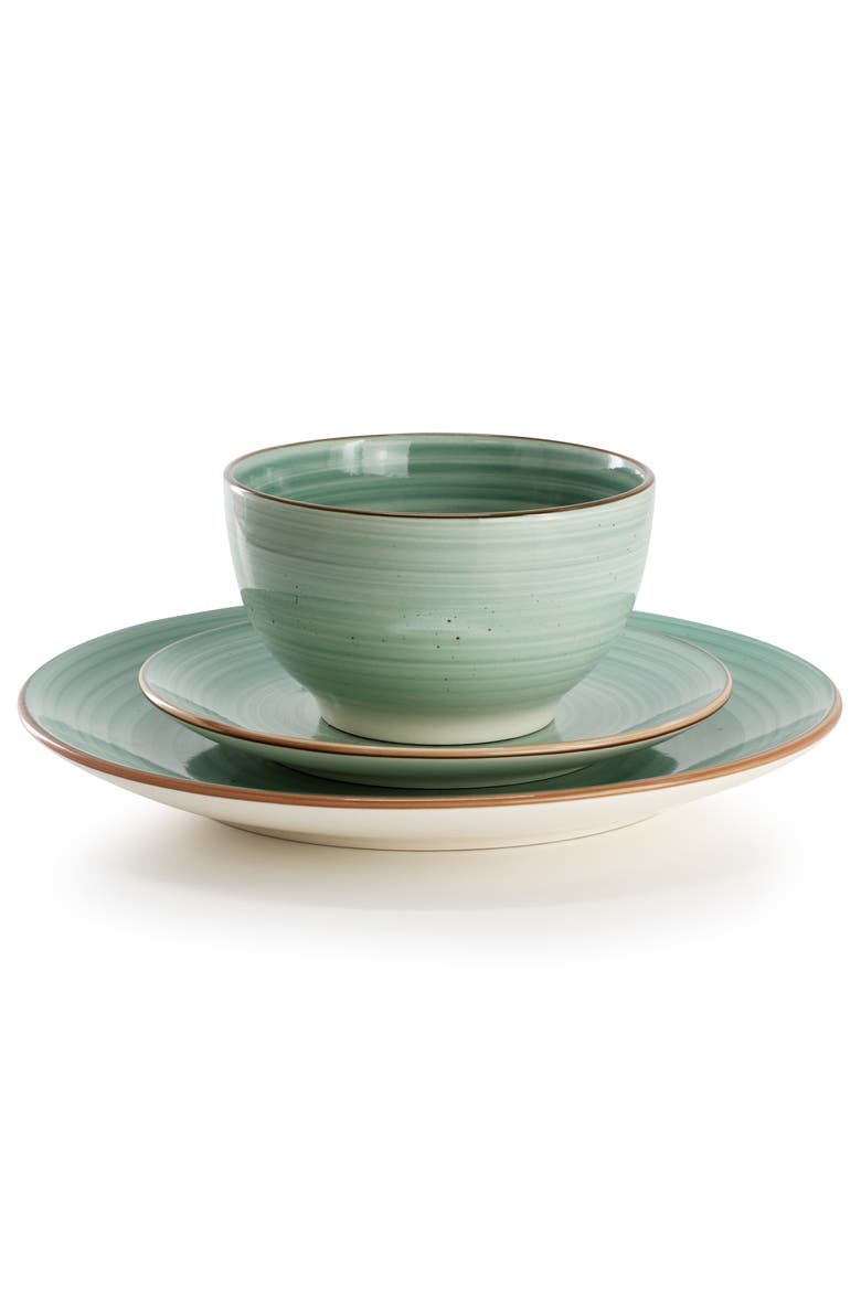 Stonebury 12 Piece Stoneware Dinnerware Set, Alternate, color, Green