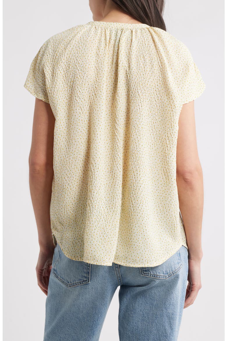 Daisy Print Henley Top, Alternate, color, LIGHT YELLOW DITSY