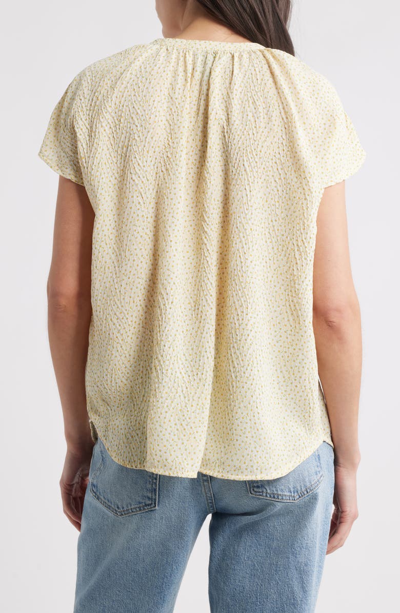 Bobeau Daisy Print Henley Top, Alternate, color, Light Yellow Ditsy