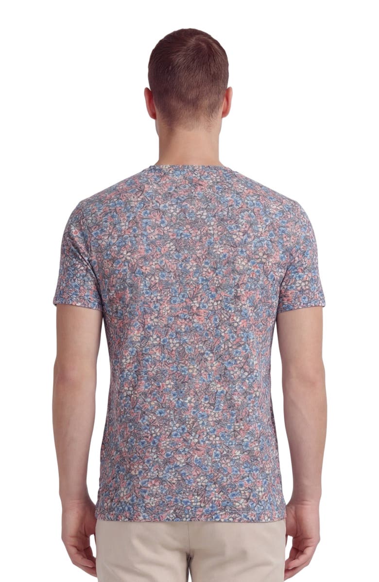 Lords of Harlech Floral Field Mens Vneck Tee, Alternate, color, Floral Field Coral