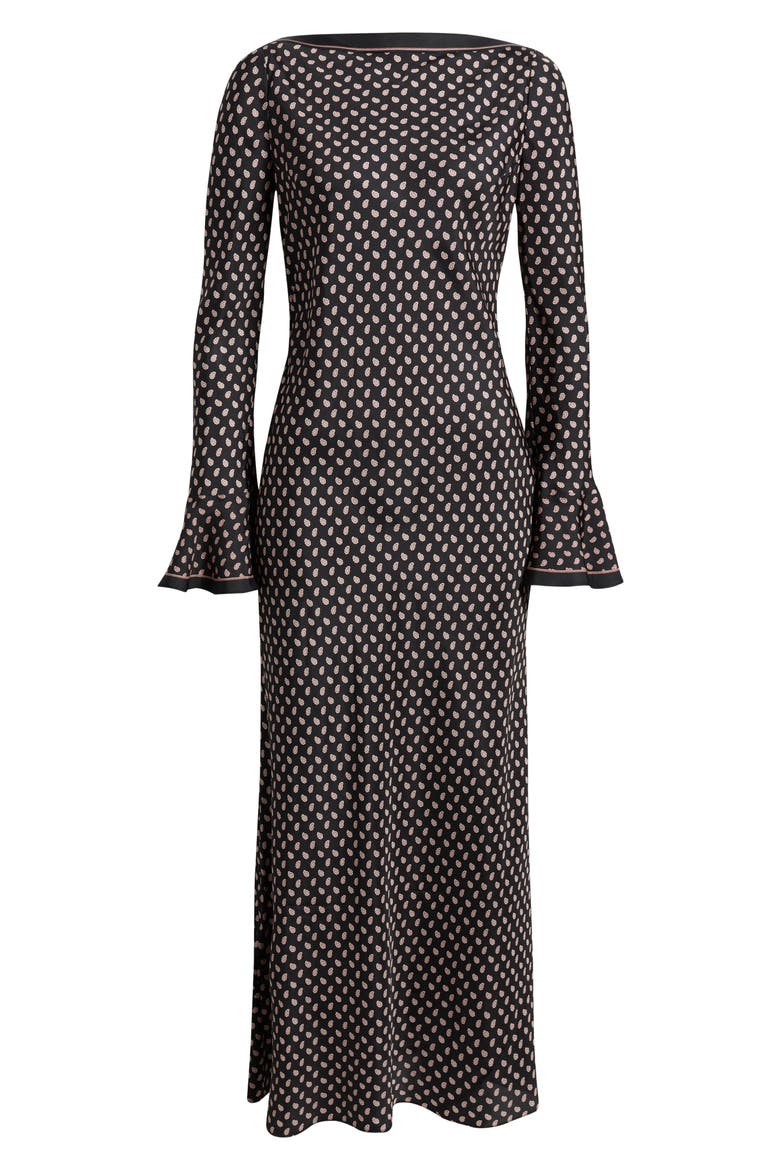 Daniva Long Sleeve Silk Blend Satin Maxi Dress, Alternate, color, CARDINALE FOULARD