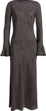 DÔEN Daniva Long Sleeve Silk Blend Satin Maxi Dress