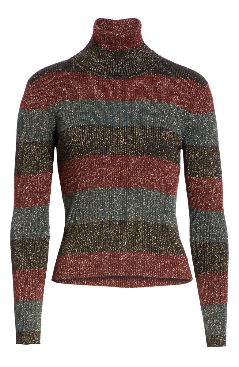 A.L.C. Mariel Metallic Stripe Turtleneck Sweater, Alternate, color,