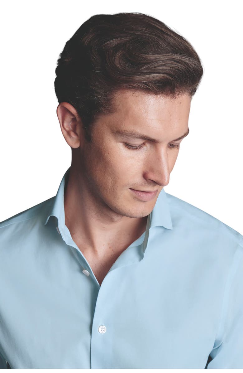 Charles Tyrwhitt Non-Iron Stretch Twill Slim Fit Shirt Single Cuff, Alternate, color, Sky Blue