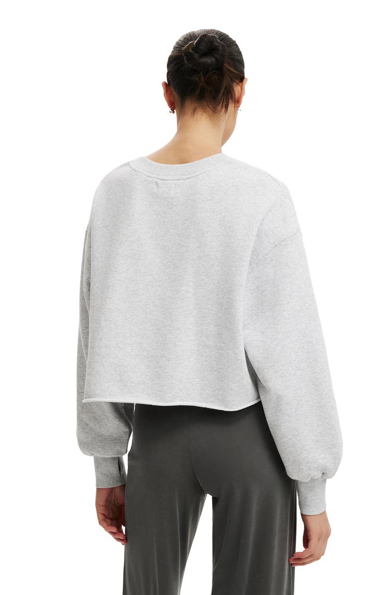 Cotton On Women's Cropped Fleece Sweatshirt, Alternate, color, Soft Grey Marle