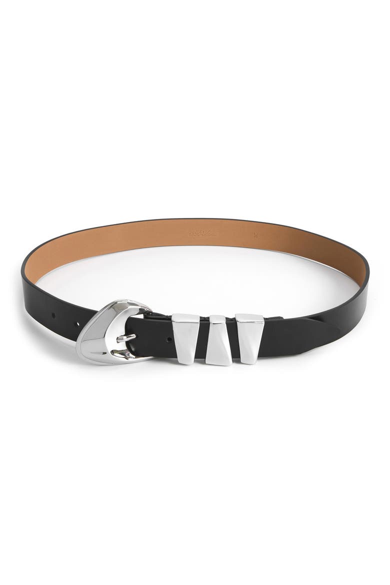 Modern Western Leather Belt, Main, color, BLACK