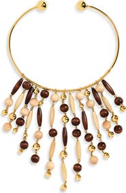 Rabanne Wooden Beaded Collar Necklace
