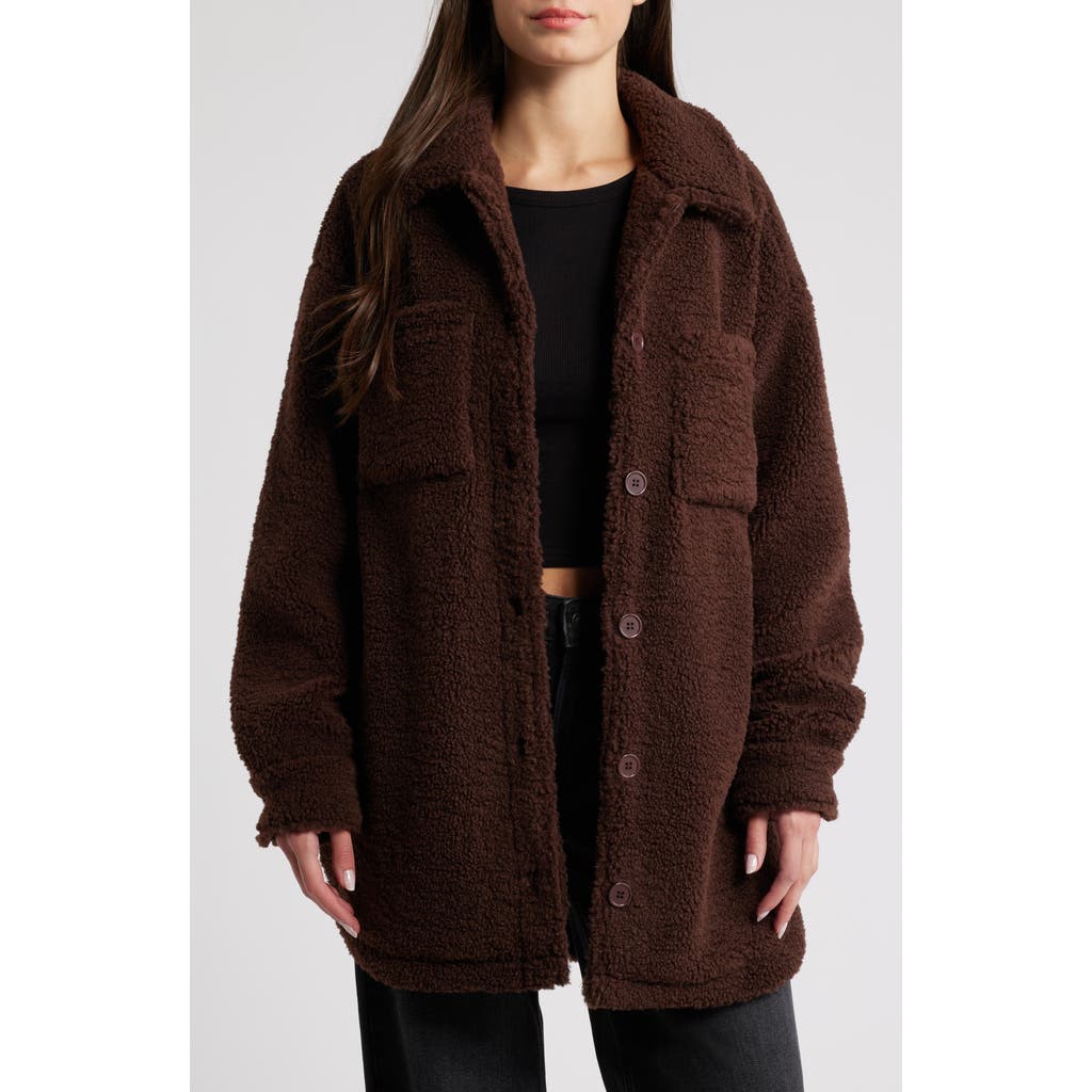 Thread & Supply Plaid Fleece Shirt Jacket In Chicory Coffee
