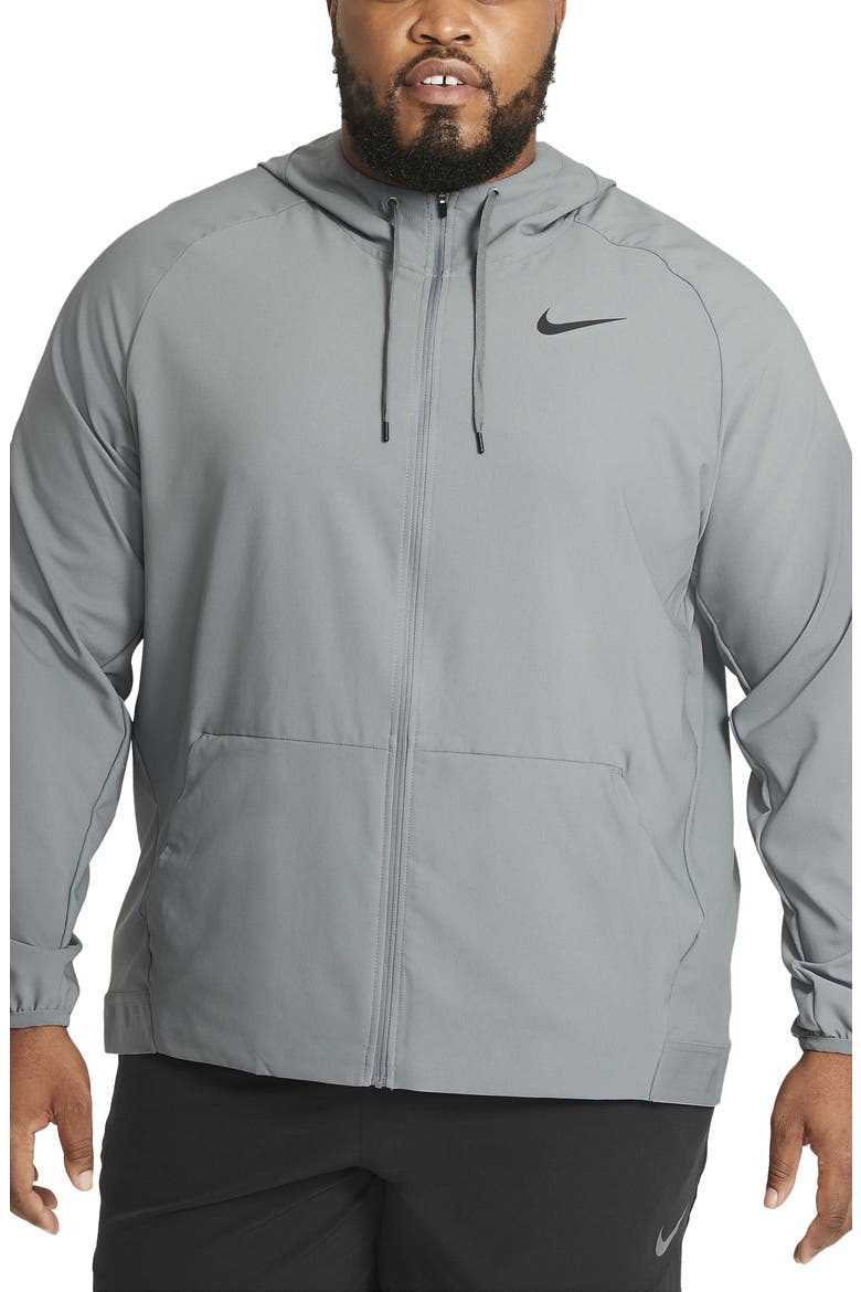 Flex Dri-FIT Hooded Training Jacket, Main, color, SMOKE GREY/ BLACK