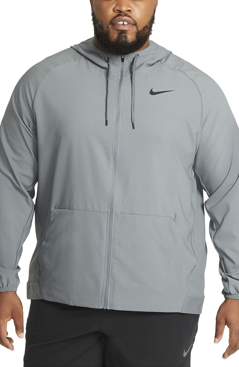 Nike Flex Dri-FIT Hooded Training Jacket, Main, color, Smoke Grey/ Black