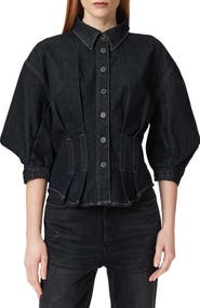 AllSaints Nancy Cotton Blend Stretch Denim Shirt