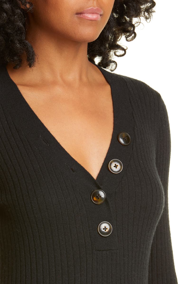 autumn cashmere Ribbed Cashmere Henley Sweater, Alternate, color, 