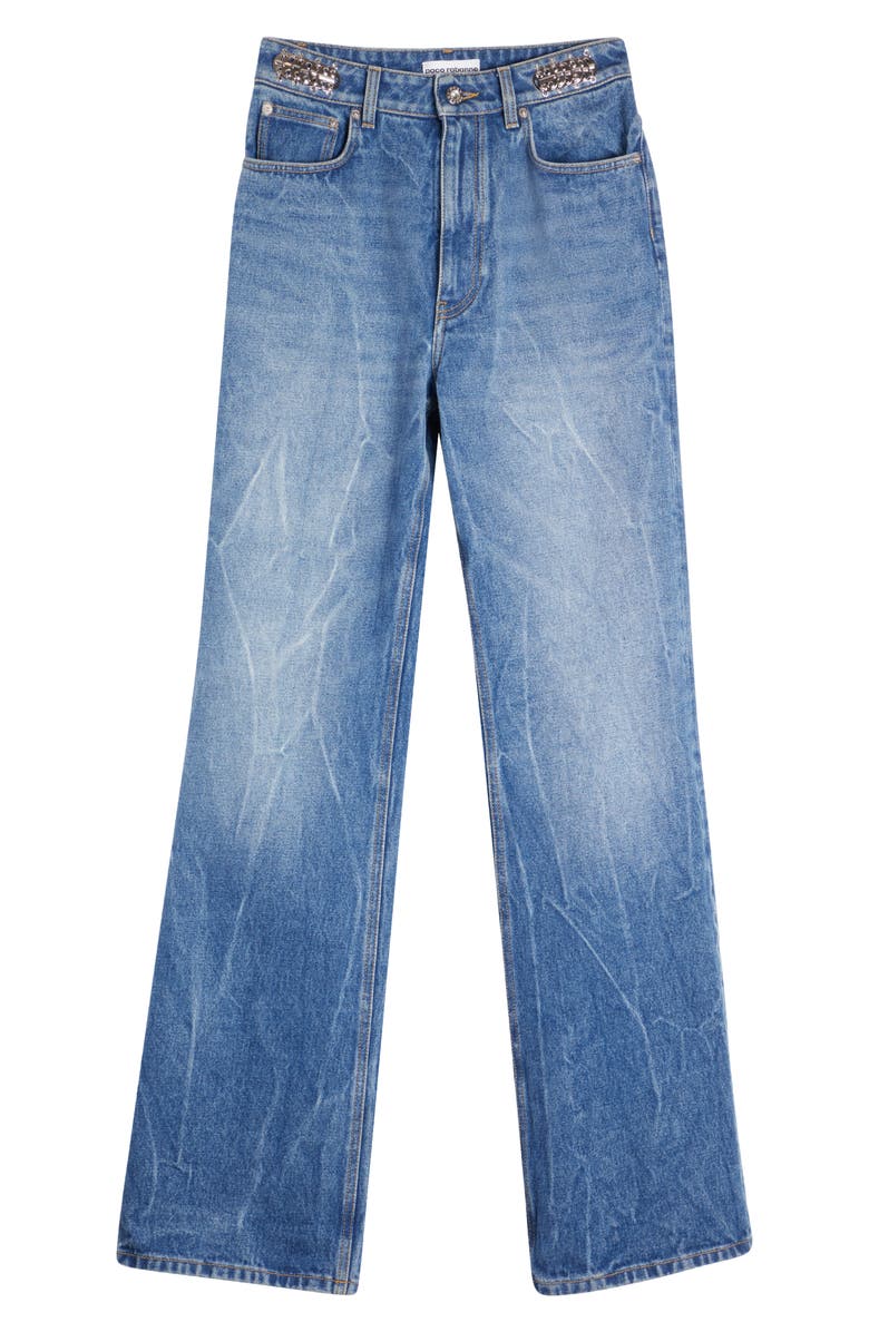 Rabanne Paillette Detail Straight Leg Nonstretch Jeans, Alternate, color,