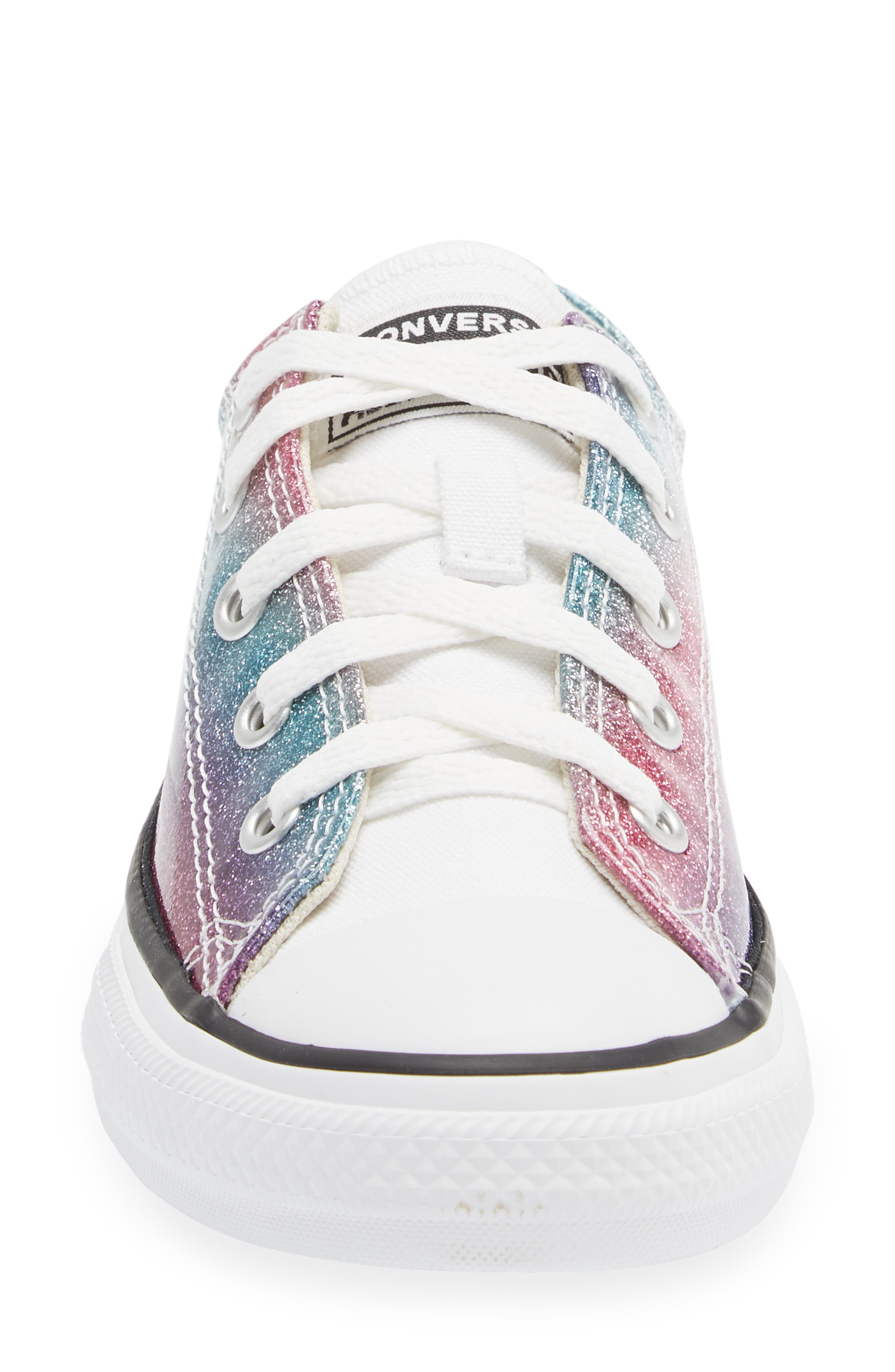 Converse Chuck Taylor<sup>®</sup> All Star<sup>®</sup> Ox Rainbow Glitter Sneaker, Alternate, color, 