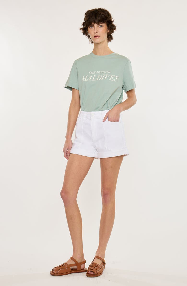 KanCan Clara High Rise Mom Shorts, Alternate, color, White