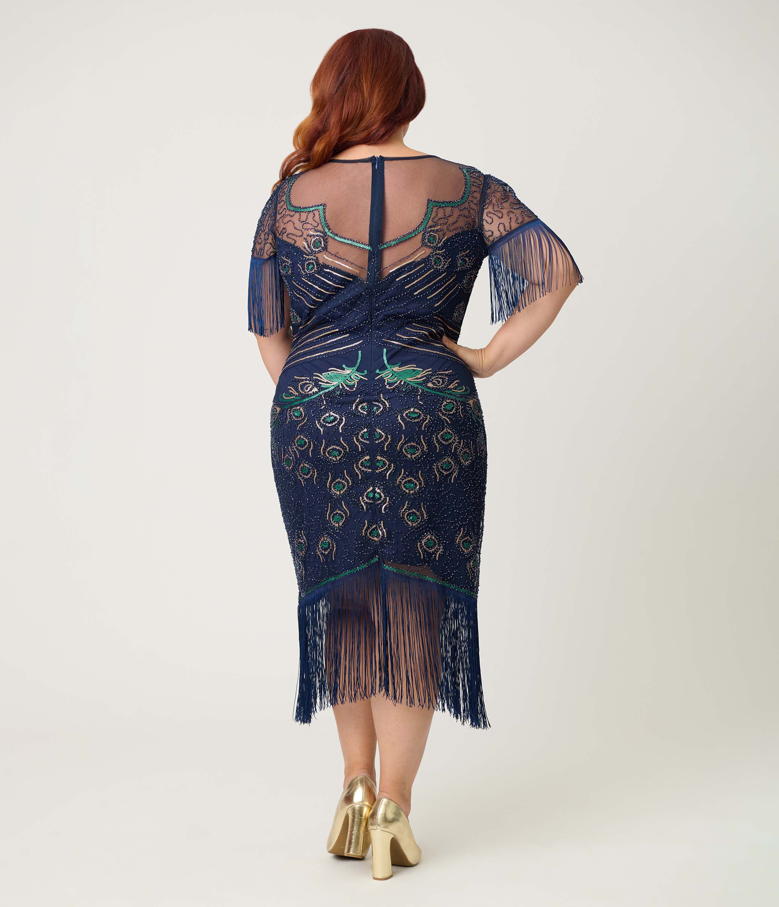 Plus Size Beaded Nadine Fringe Flapper Dress - image 2