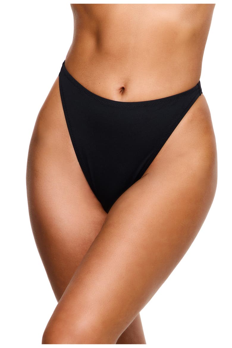 Solid Black High Waist High Leg Bikini Bottom Swimsuit, Main, color, Black