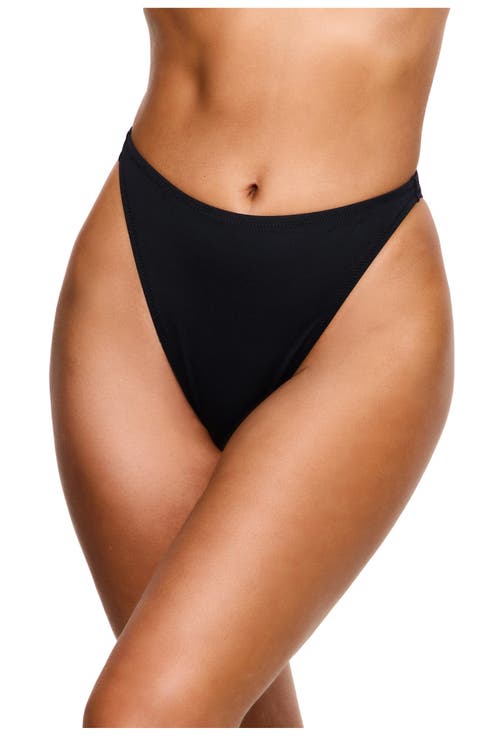 Solid Black High Waist High Leg Bikini Bottom Swimsuit