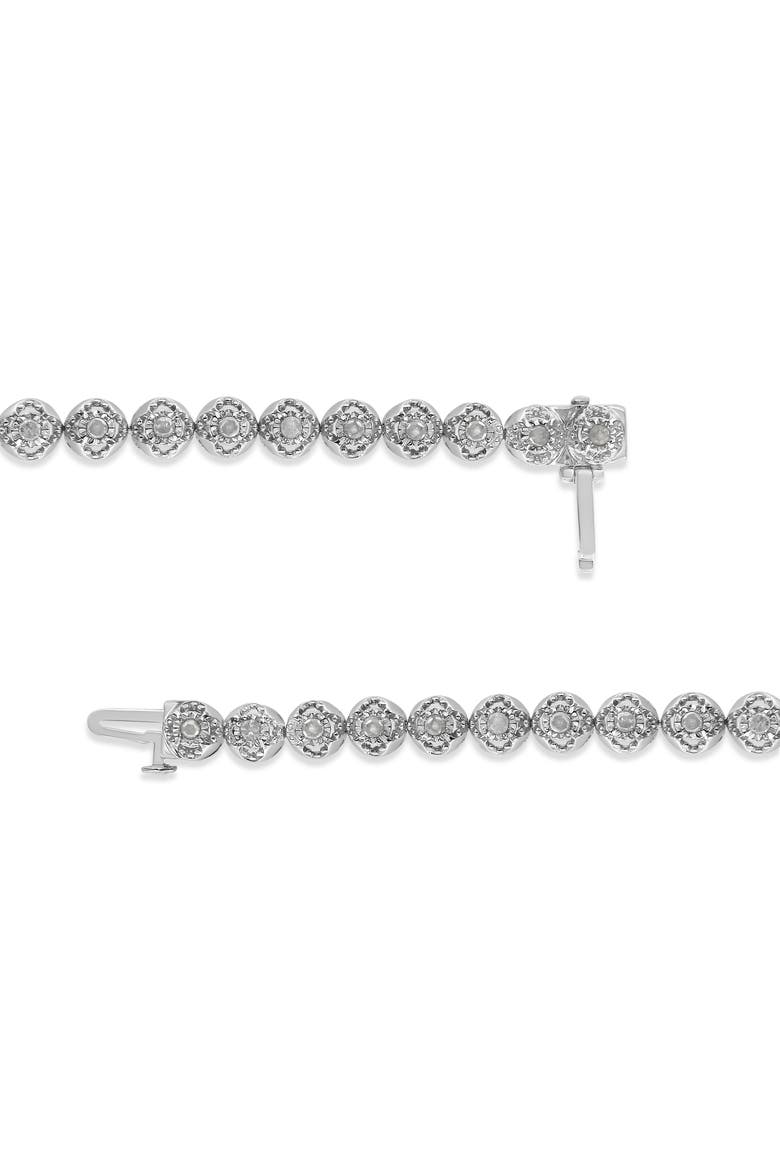 Silver 1.0 Cttw Diamond Open Quatrefoil Flower Circle-Link Tennis Bracelet, Alternate, color, White