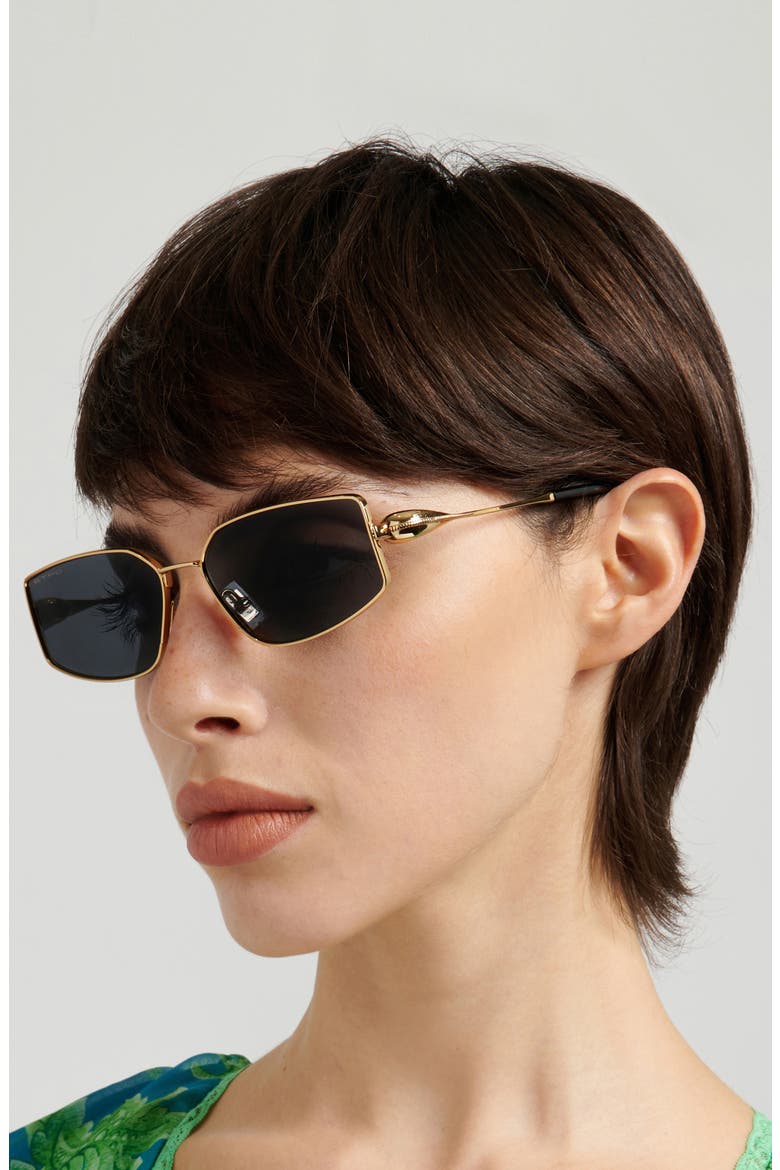 59mm Rectangular Sunglasses, Alternate, color, ROSE GOLD/ GREY