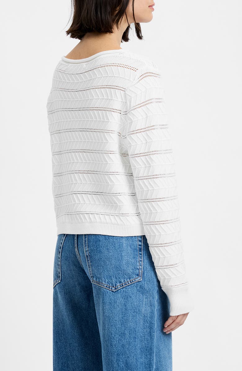 French Connection Mozart Open Stitch Stripe Cotton Sweater, Alternate, color, Summer White