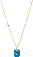 BY ADINA EDEN Turquoise Evil Eye Dog Tag Necklace