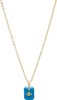 BY ADINA EDEN Turquoise Evil Eye Dog Tag Necklace