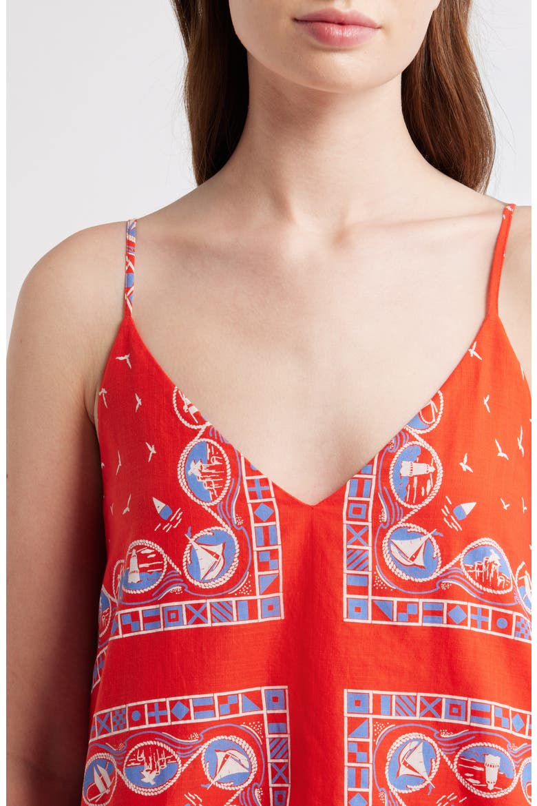 The Drop Waist Sleeveless Maxi Dress, Alternate, color, RED SAILBOAT BANDANA