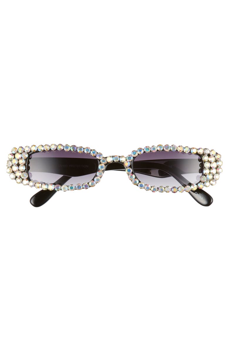 Rad + Refined Crystal Mini Rectangle Sunglasses, Alternate, color,