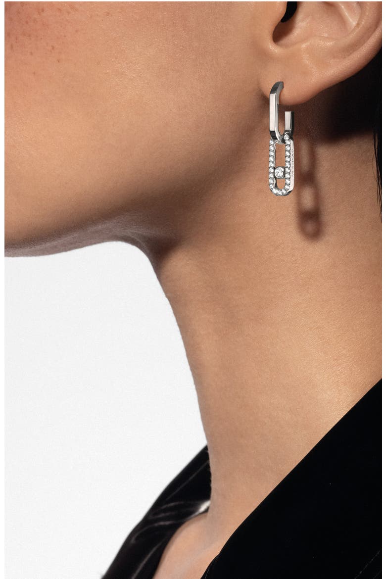 Move Link Diamond Drop Earrings, Alternate, color, WHITE GOLD