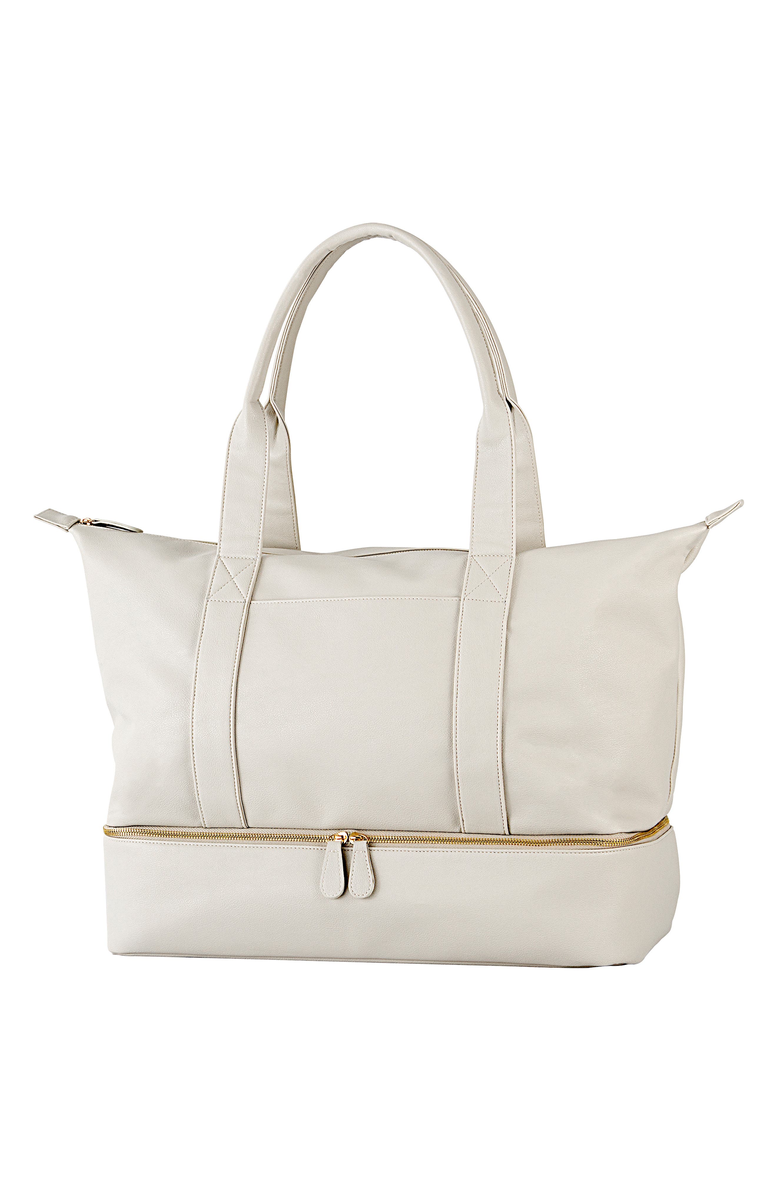 Cathy's Concepts Monogram Vegan Leather Tote with Shoe Base, Main, color, 