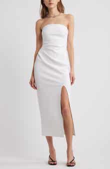 Open Edit Ruched Strapless Maxi Dress
