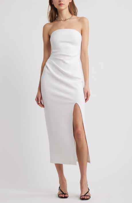 Open Edit Ruched Strapless Maxi Dress