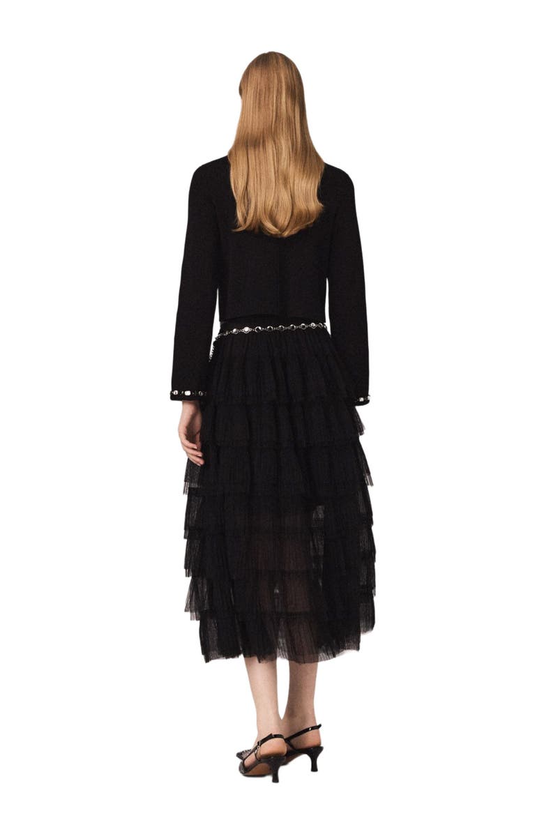 maje Cropped jewellery detail cardigan, Alternate, color, Black