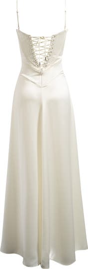 Anabella Lace-Up Satin Gown