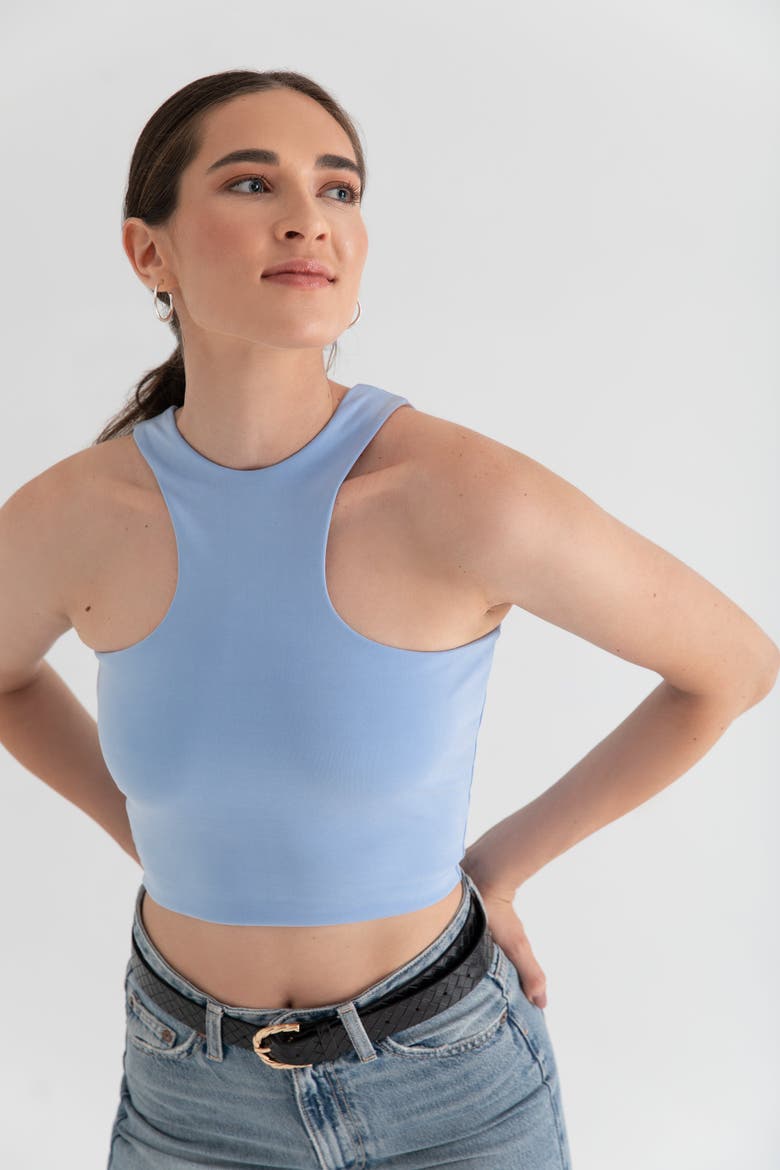 The Cupro Sculpt Racerback Crop Tank, Alternate, color, SKY