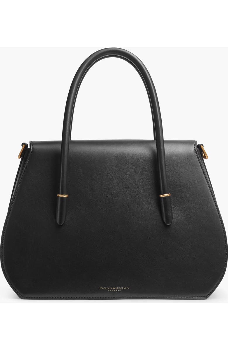 Donna Karan New York Bellerose Flap Satchel, Alternate, color, Black/Gold