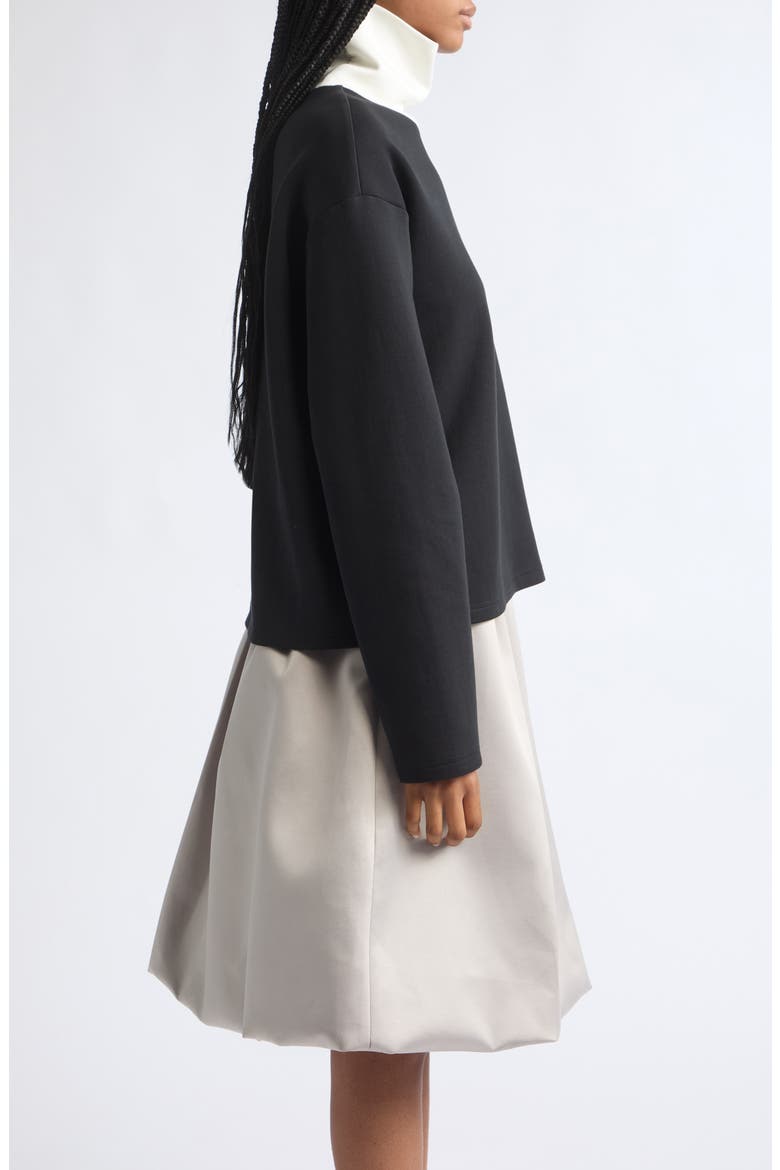 Contrast Jersey Turtleneck, Alternate, color, BLACK/ WHITE