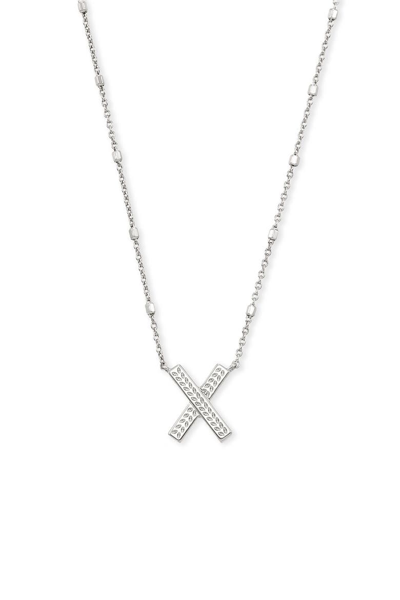 Initial Pendant Necklace, Main, color, RHODIUM METAL-X