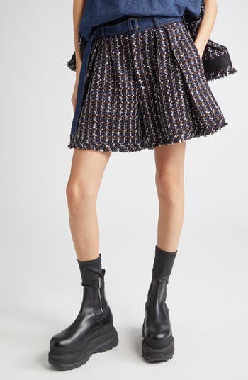 Sacai Mixed Media Denim & Tweed Shorts | Nordstrom