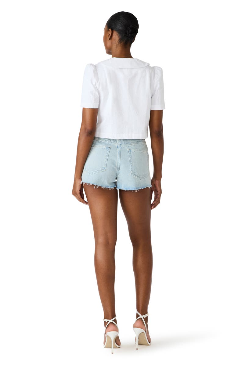 Steve Madden Barrette Tie Front Stretch Cotton Top, Alternate, color, White Cap