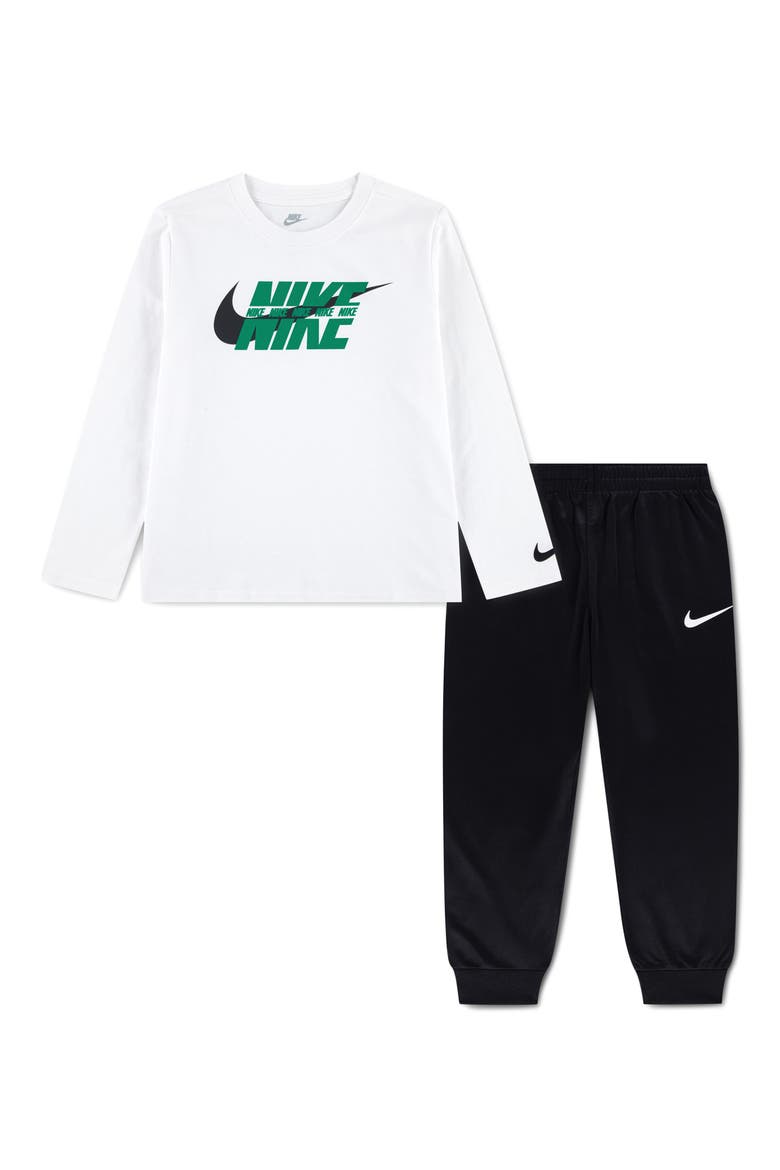 Kids' Swoosh Logo T-Shirt & Jogger Pants Set, Main, color, BLACK