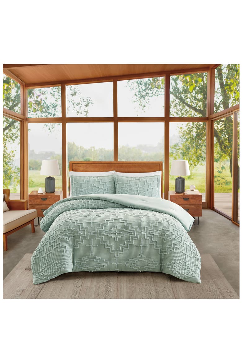 Kiva Steps Comforter & Pillow Sham Set, Alternate, color, SKY GRAY