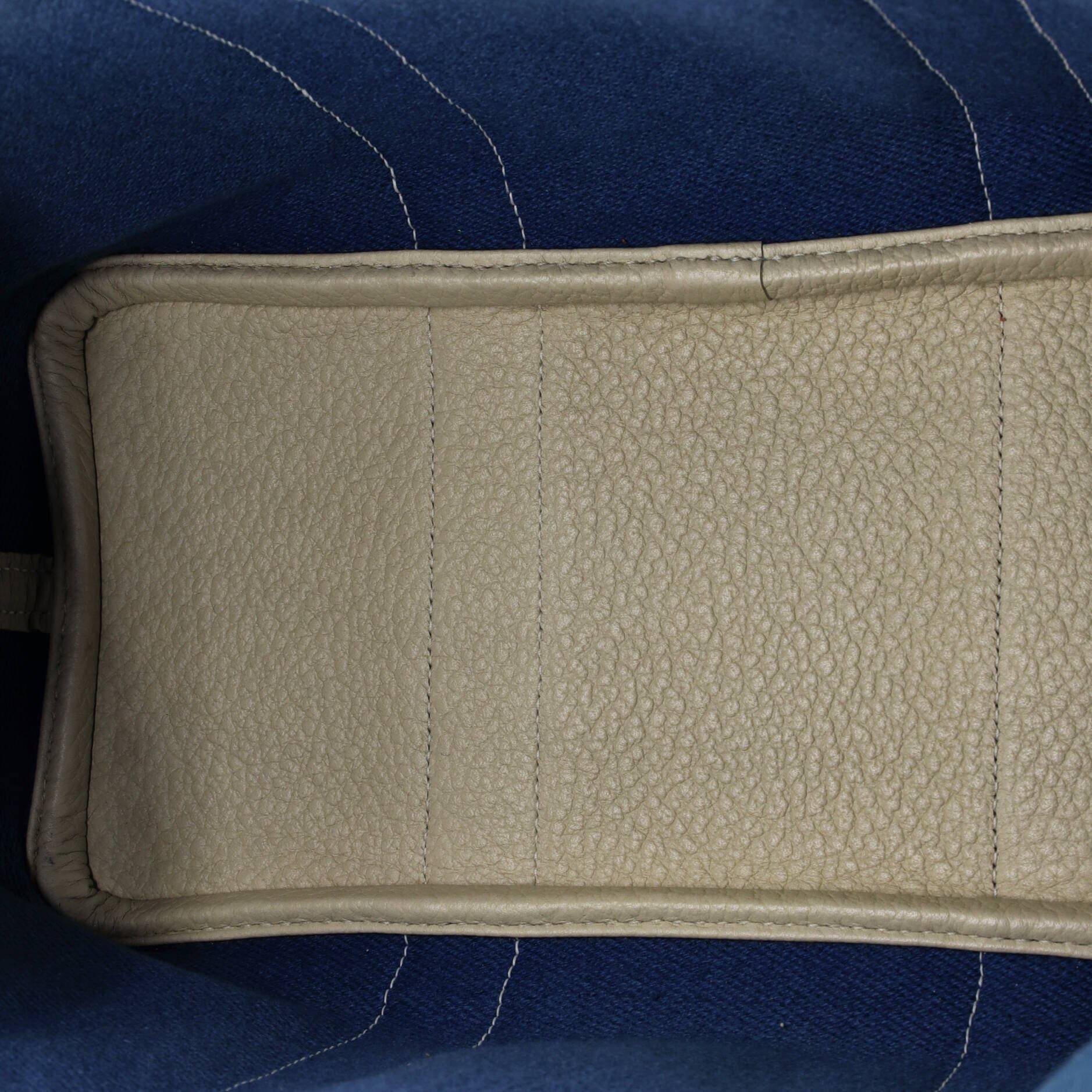 Pre-Owned Hermes Garden Party Tote Toile and Leather 30, Alternate, color, Bleu Colvert